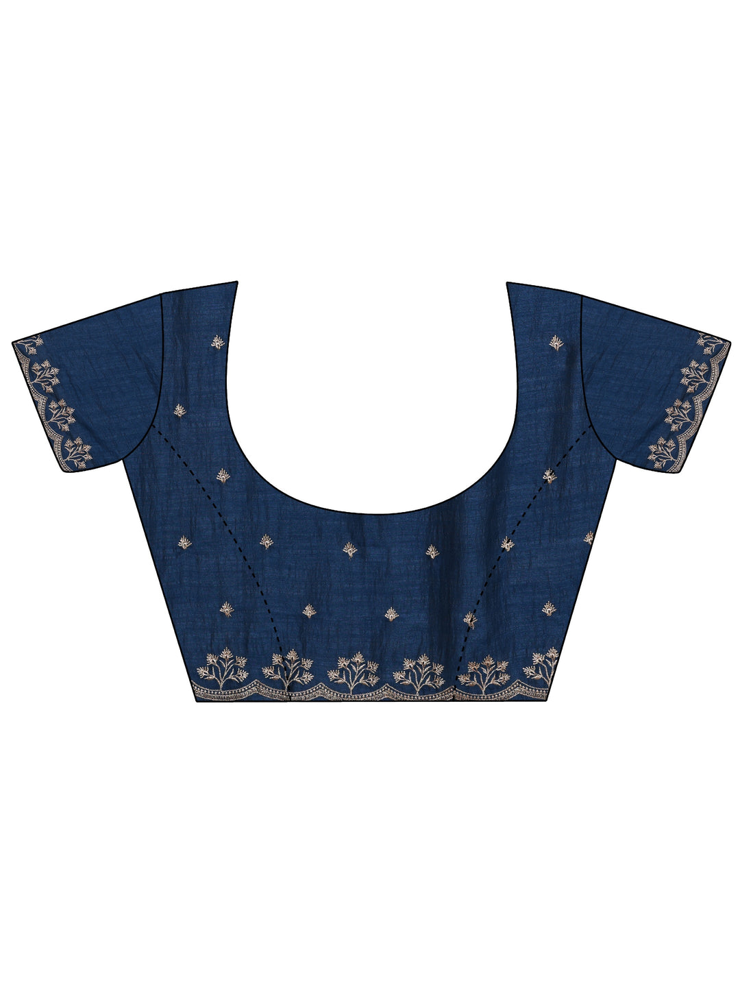 Prussian Blue Embroidered Silk Blend Saree