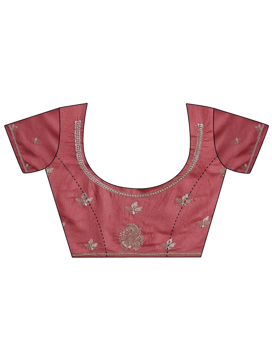 Rose Pink Ethnic Embroidered Satin Saree