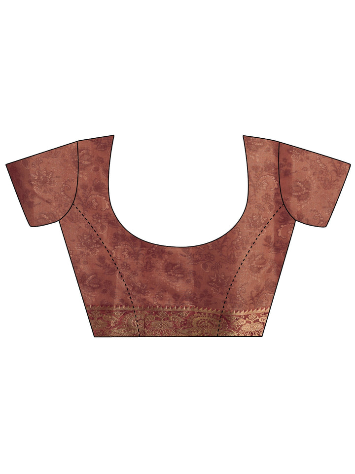 Libas Mauve Floral Woven Design Silk Blend Saree