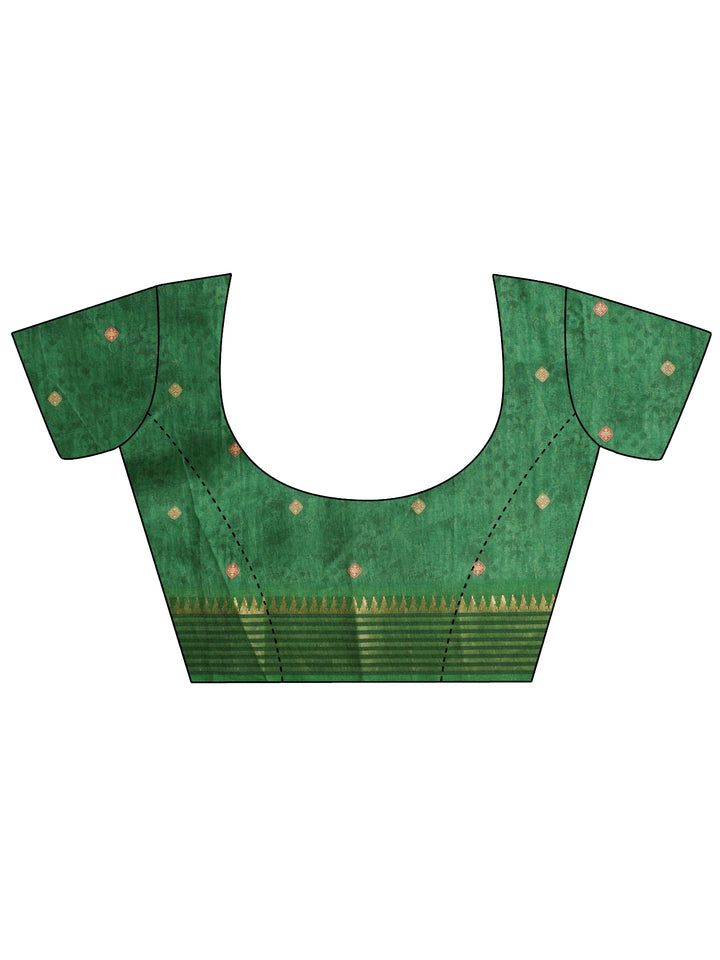 Libas Beige And Green Mughal Print Silk Blend Saree