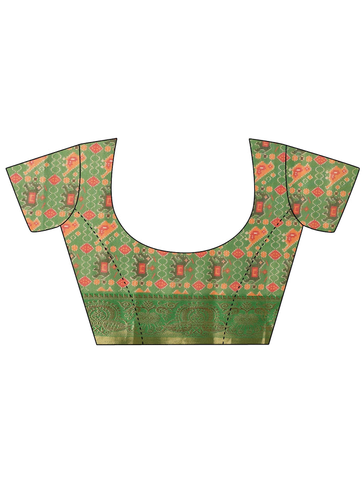 Libas Fern Green Patola Border Silk Blend Saree