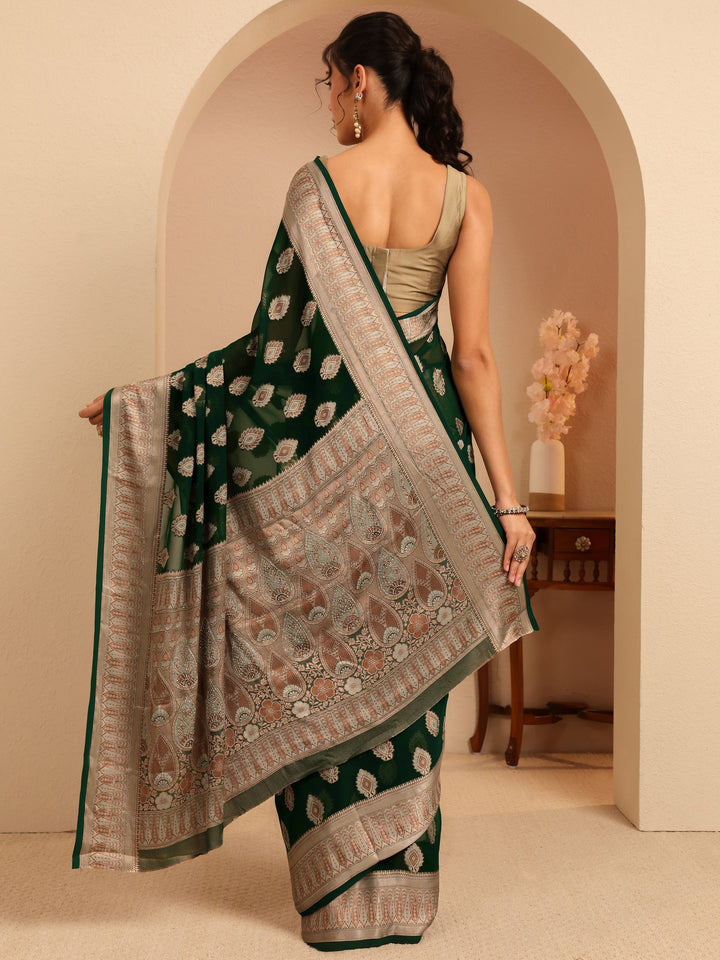 Libas Sacramento Green Woven Design Chiffon Saree