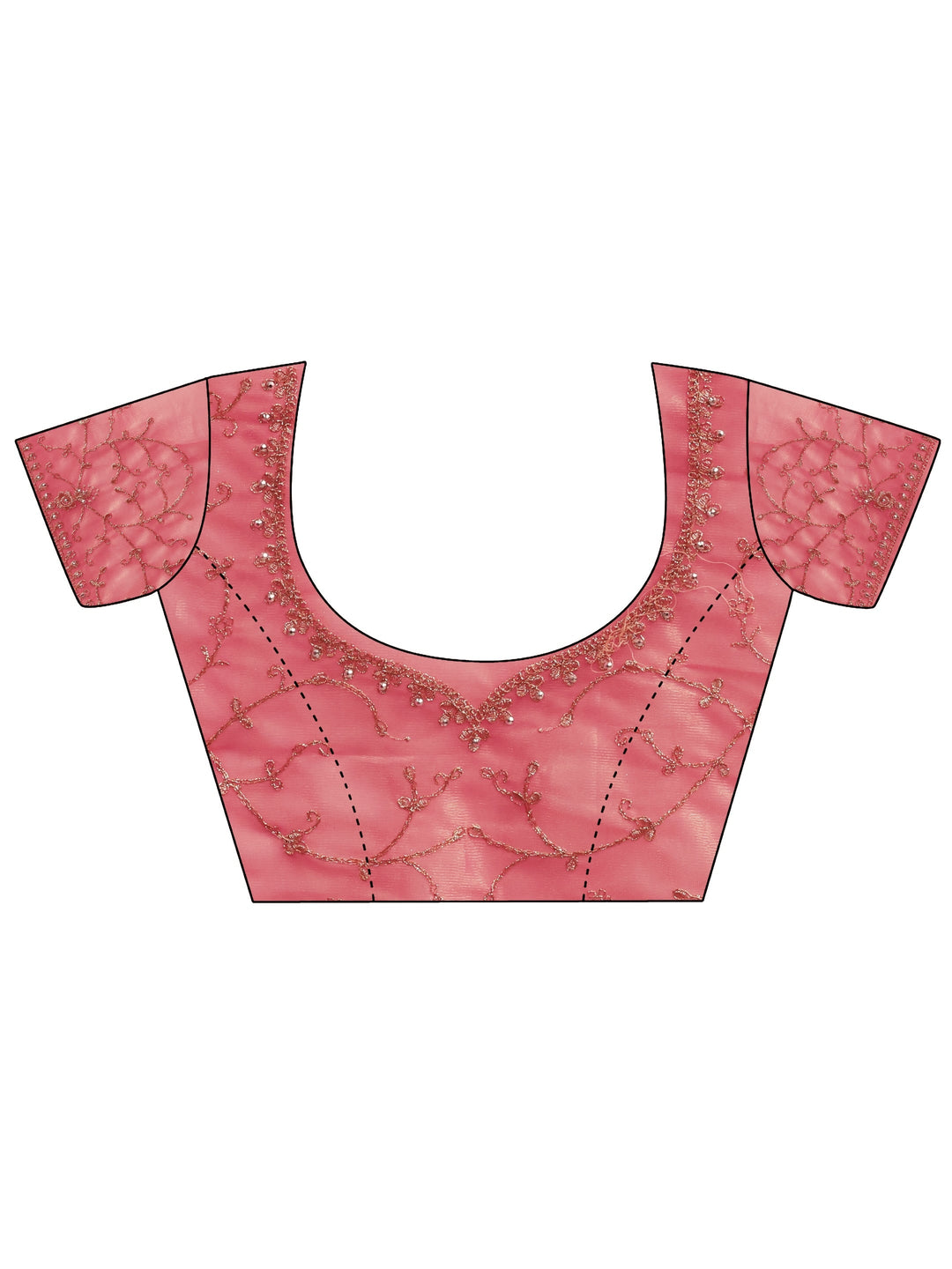 Libas Peach Floral Embroidered Net Saree
