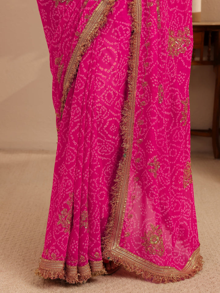 Libas Rani Pink Badhani Printed Georgette Saree