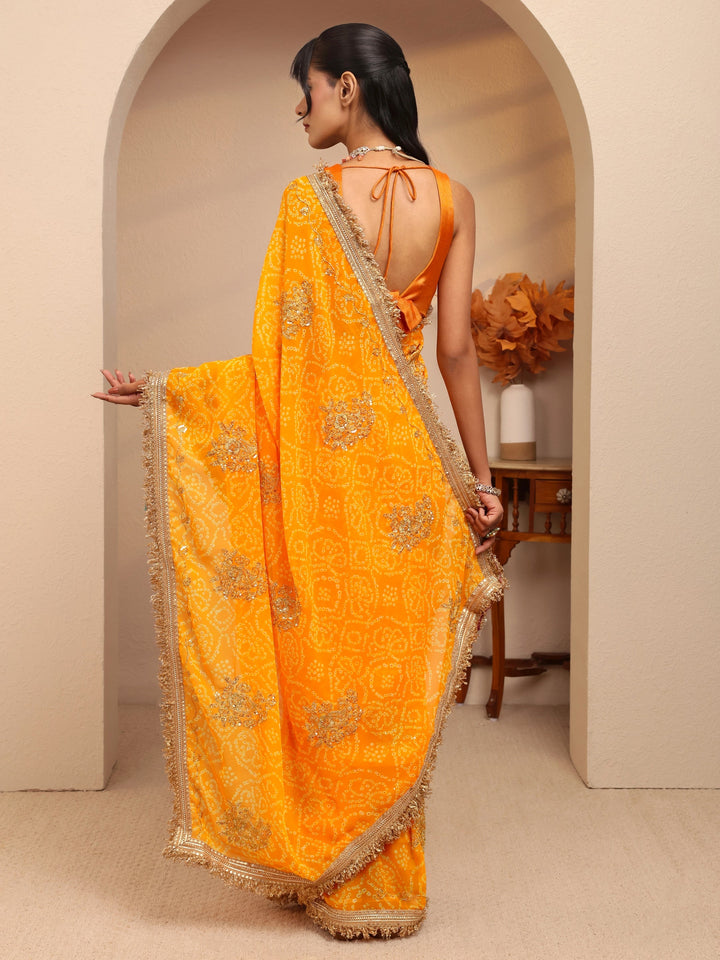 Libas Mustard Badhani Printed Georgette Saree