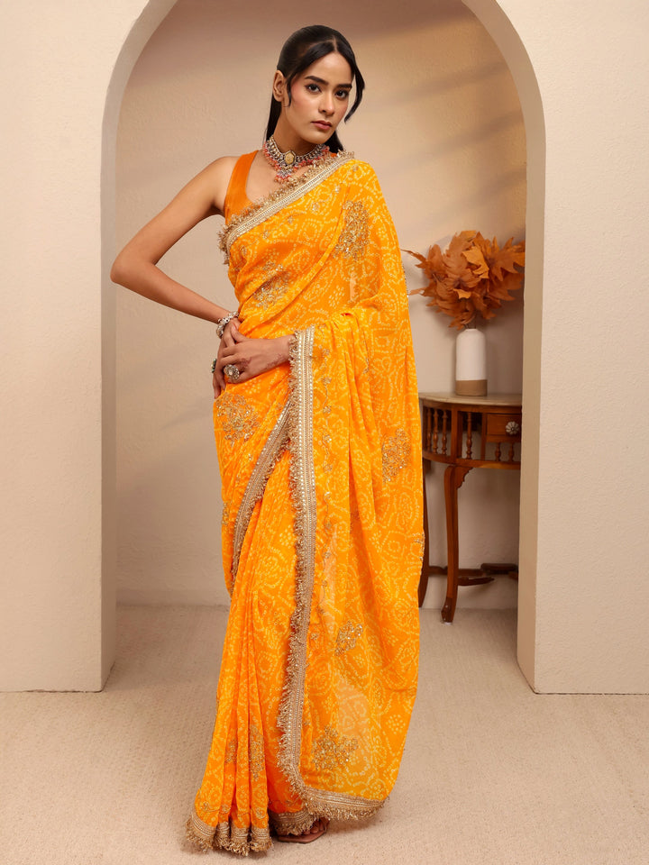 Libas Mustard Badhani Printed Georgette Saree