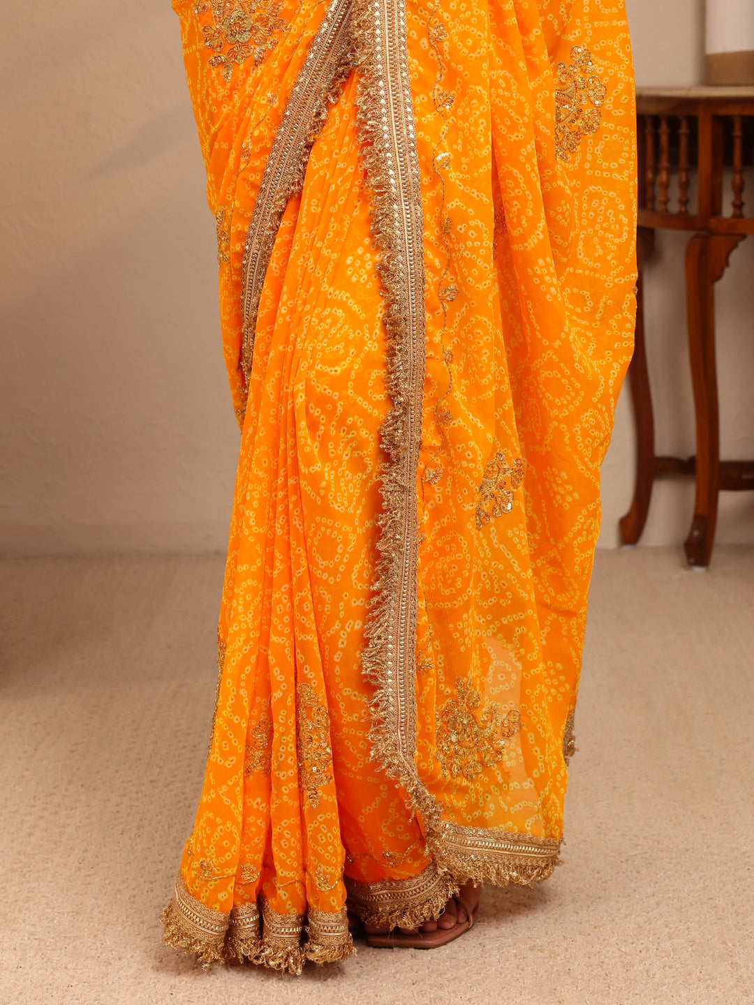 Libas Mustard Badhani Printed Georgette Saree