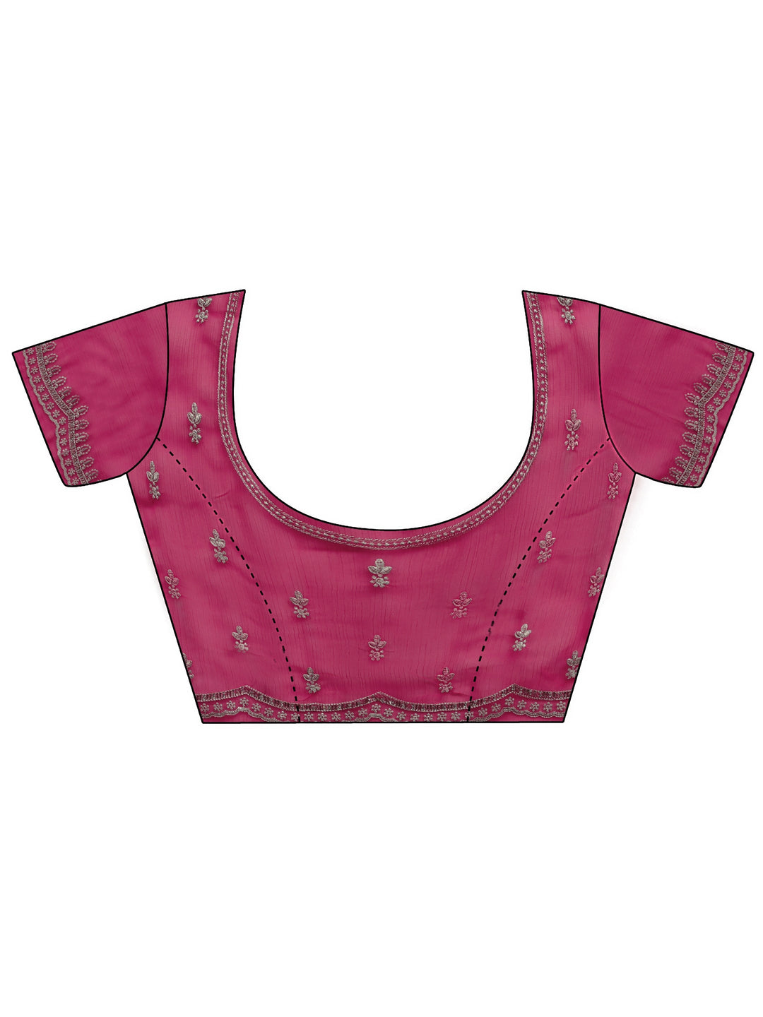Libas Hot Pink Floral Embellished Chiffon Saree