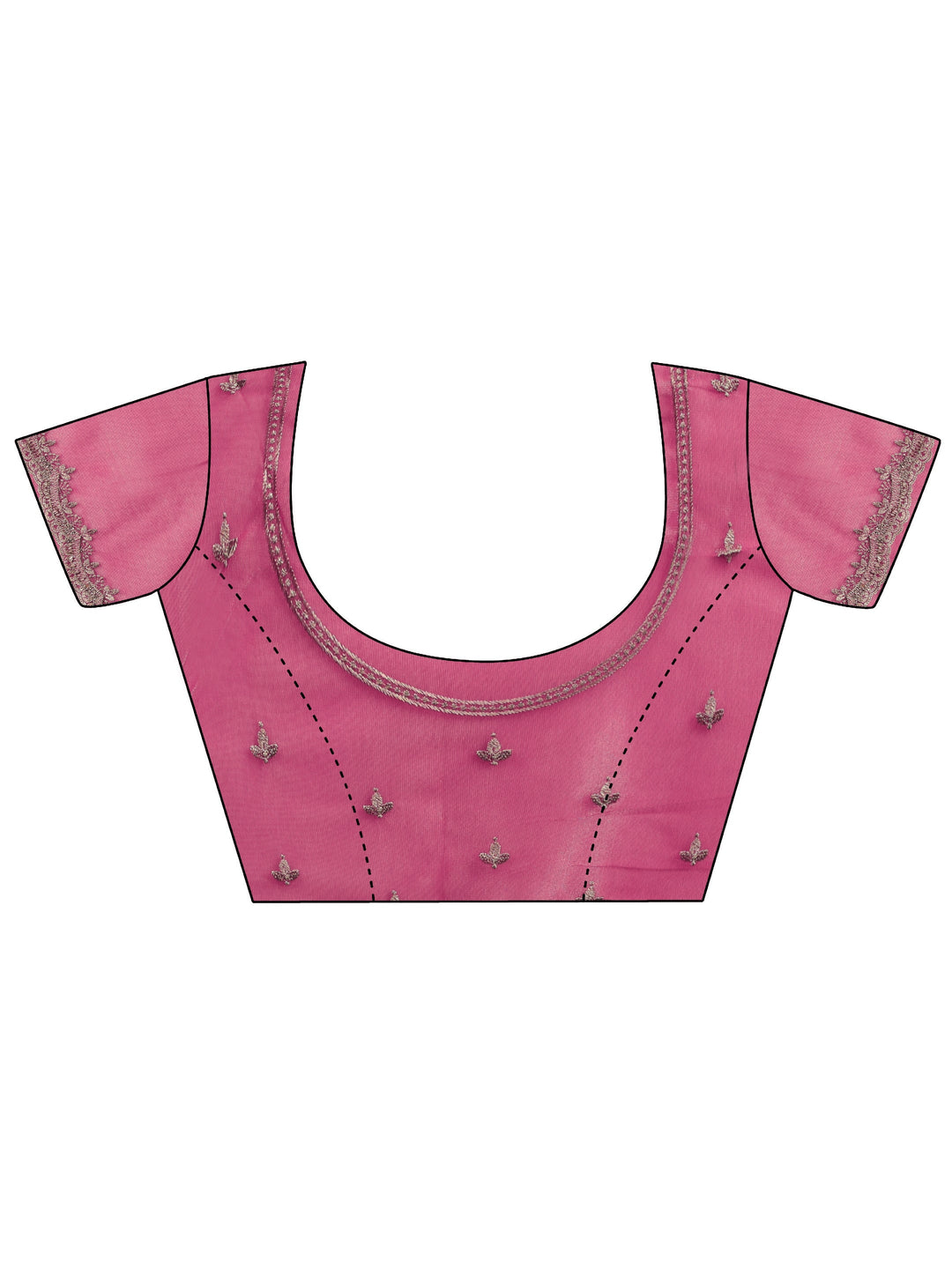 Libas French Pink Floral Embellished Net Saree