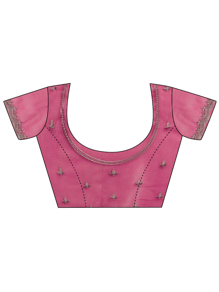 Libas French Pink Floral Embellished Net Saree
