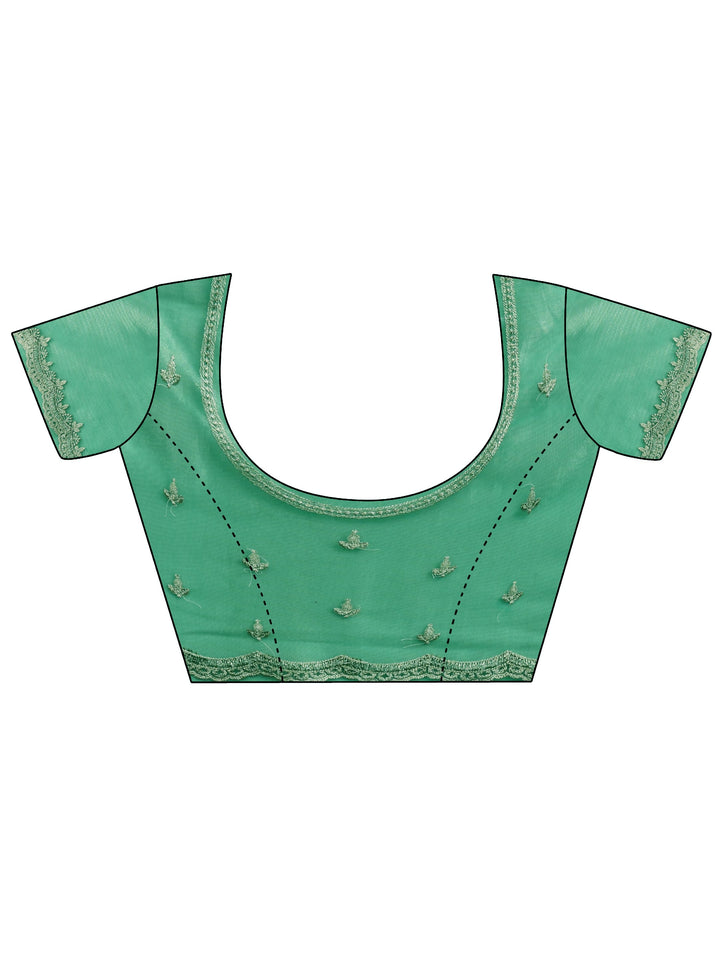 Libas Seafoam Green Floral Embellished Net Saree