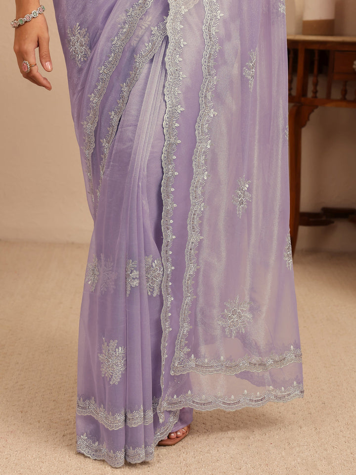 Libas Lavender Floral Embellished Net Saree