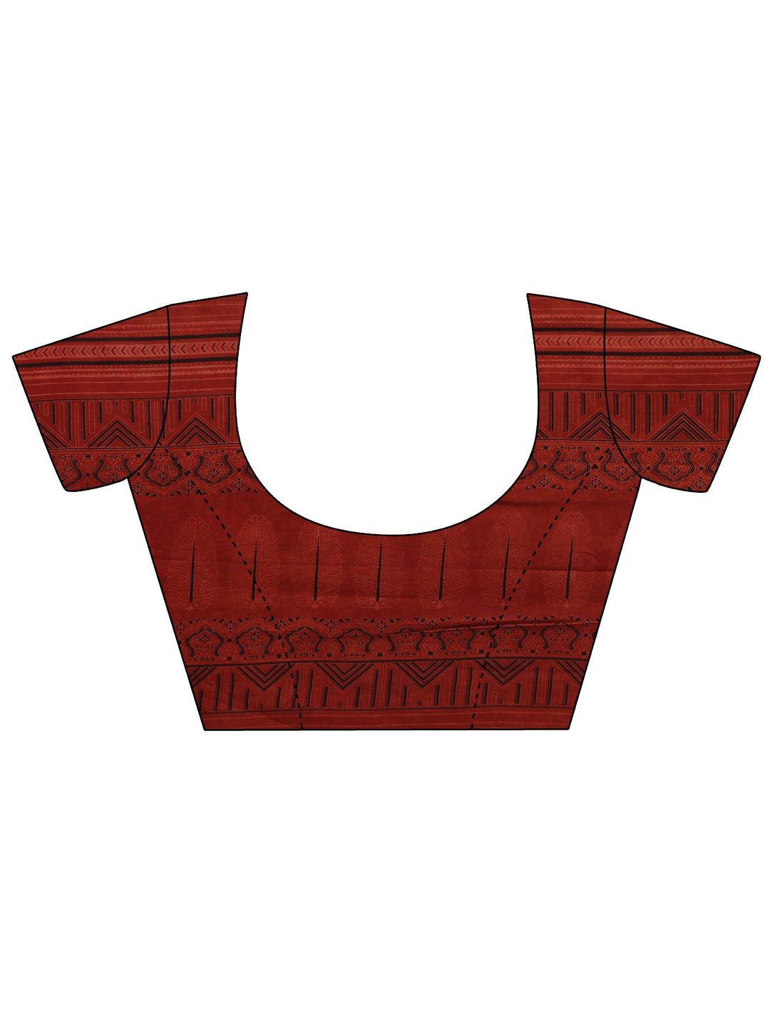 Libas Rust Red Ajrakh Print Cotton Saree