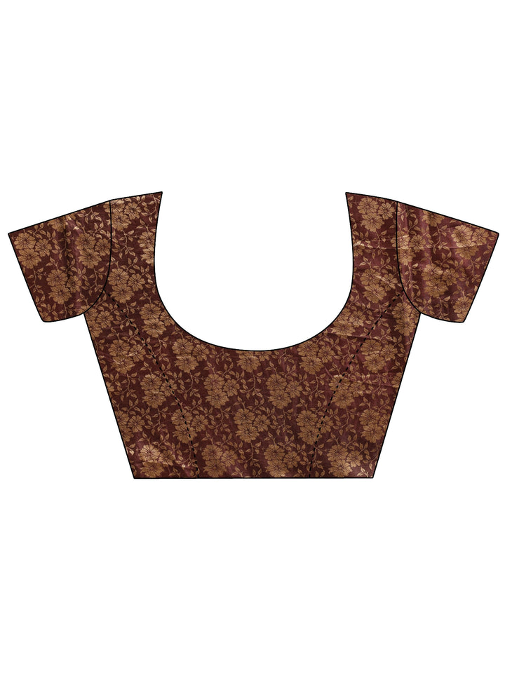 Libas Antique Brown Floral Printed Georgette Pre Draped Saree