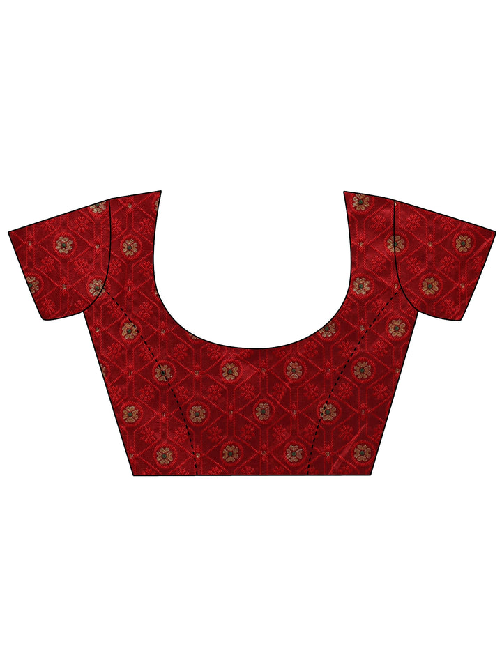 Libas Red Bandhani Printed Georgette Pre Draped Saree