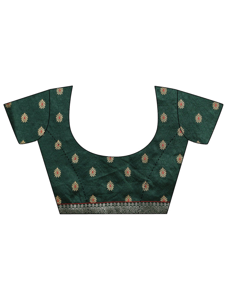 Bottle Green Chiffon Pre Draped Saree