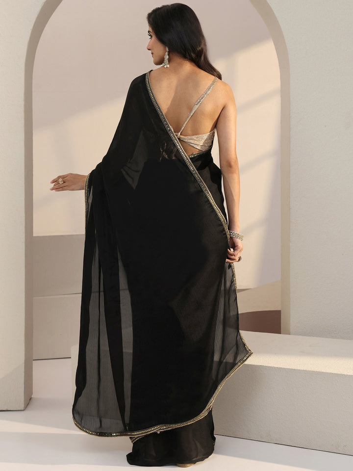 Libas Black Chiffon Pre Draped Saree