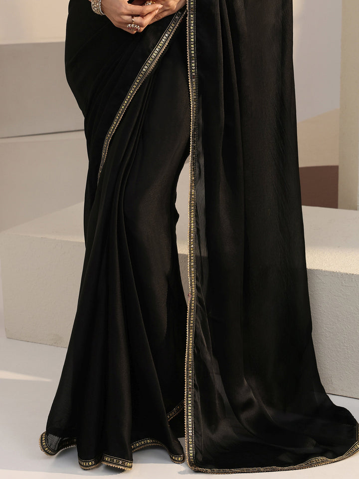 Libas Black Chiffon Pre Draped Saree