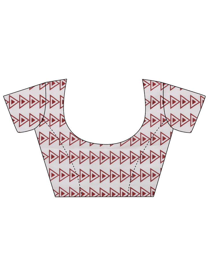 Libas Maroon Chevron Print Cotton Saree