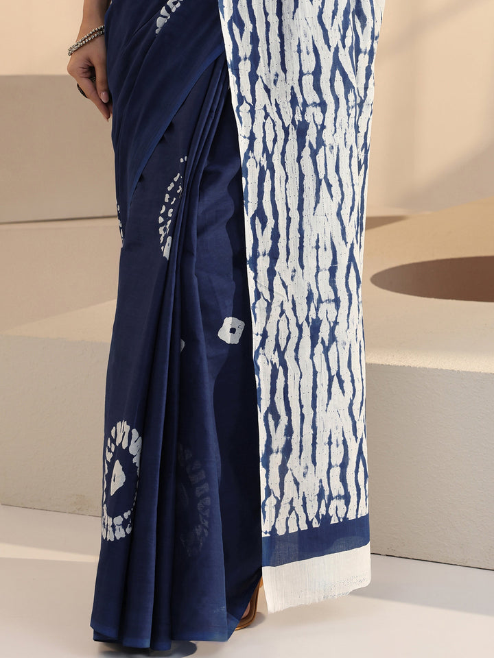 Libas Indigo Shibori Print Cotton Saree