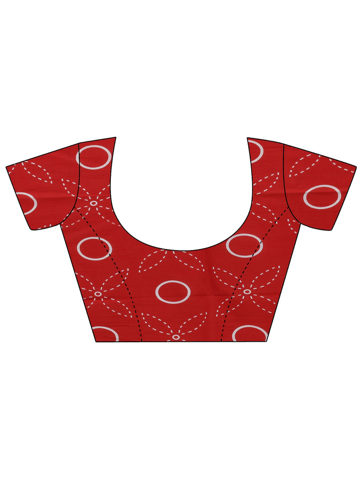 Libas Red Shibori Print Cotton Saree