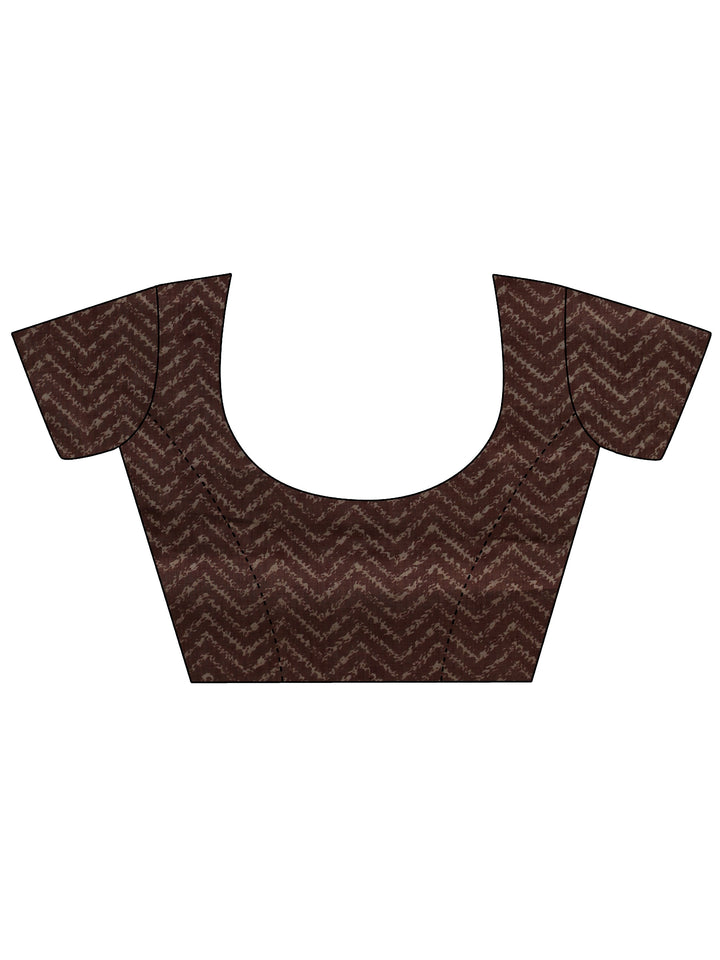 Libas Brown Chevron Printed Cotton Blend Saree