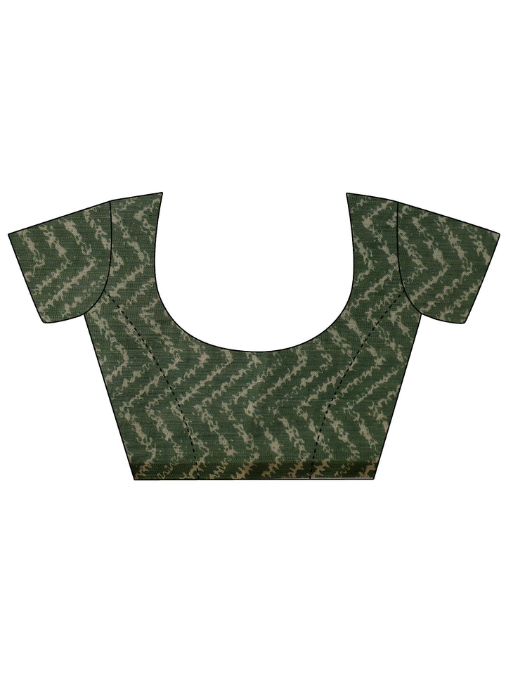 Libas Olive Green Chevron Printed Cotton Blend Saree