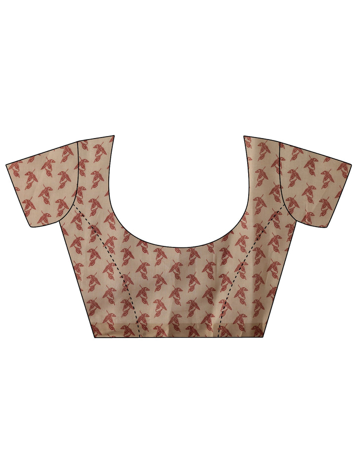 Libas Brown Floral Printed Cotton Blend Saree