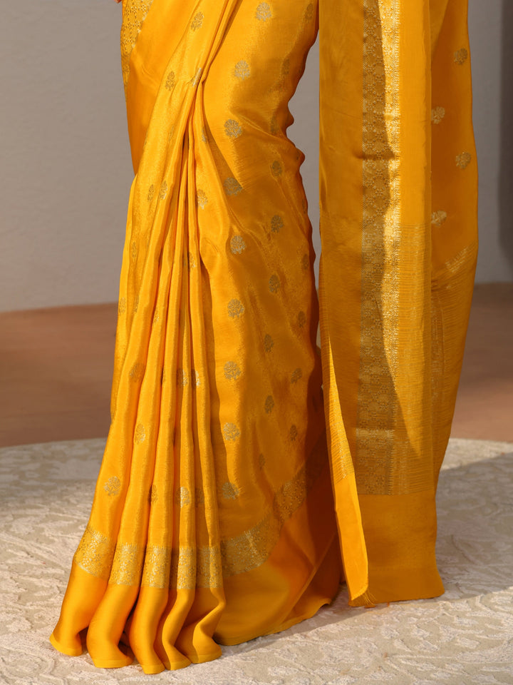 Mustard Woven Design Silk Blend Saree