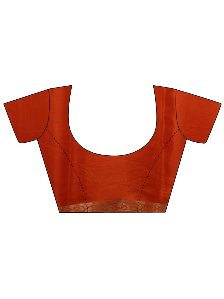 Orange Banarasi Silk Blend Saree