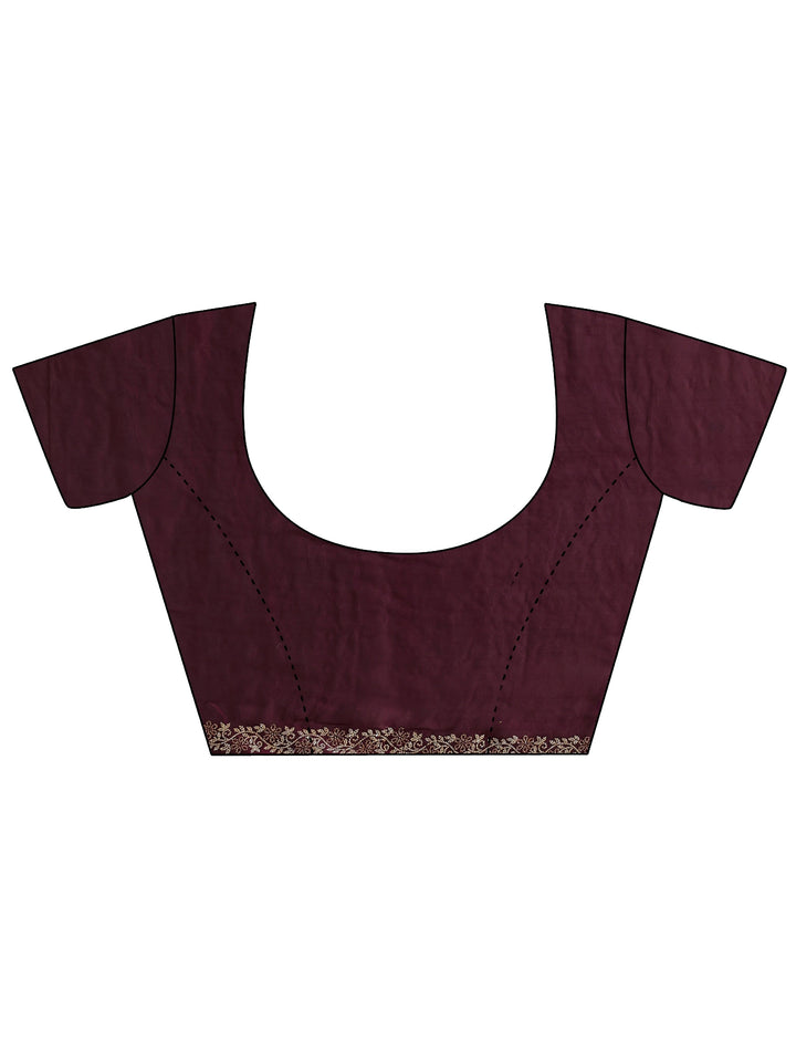 Libas Burgundy Floral Embellished Tissue Saree