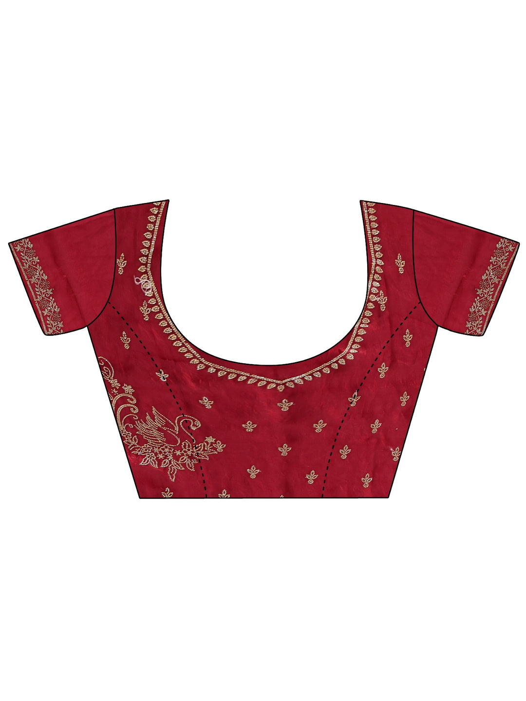 Libas Red Floral Embellished Tissue Saree