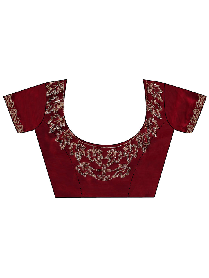 Libas Vermillion Red Embellished Chiffon Saree