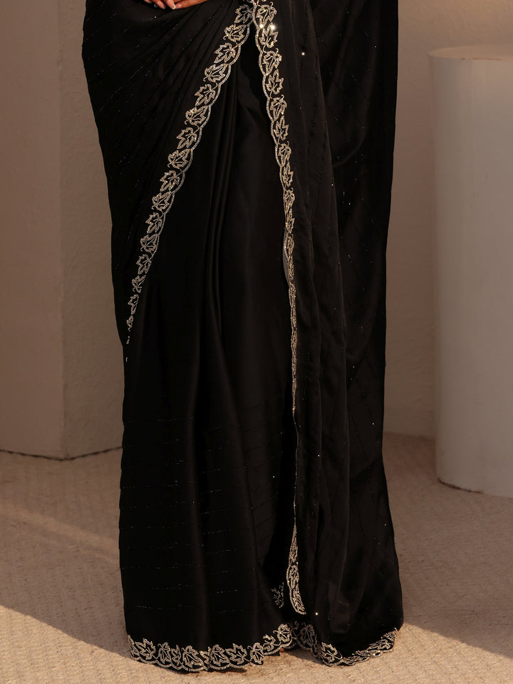 Libas Black Embellished Chiffon Saree