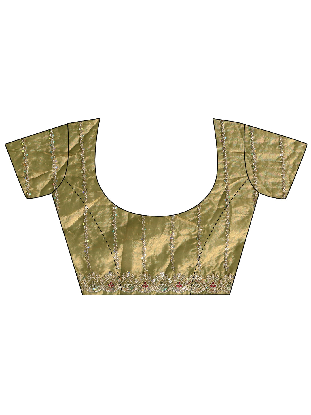 Libas Olive Green Ethnic Embroidered Tissue Saree