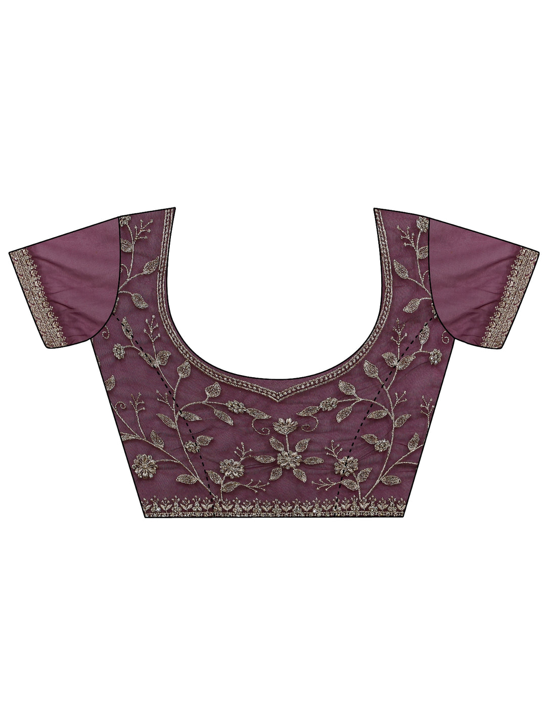 Libas Burgundy Floral Embellished Net Saree