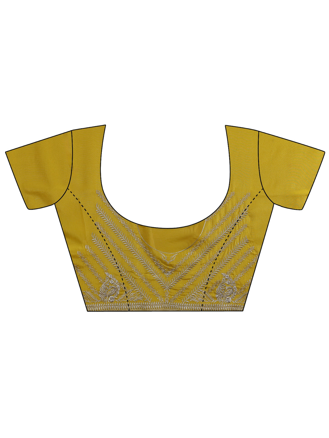 Mustard Floral Embroidered Satin Saree