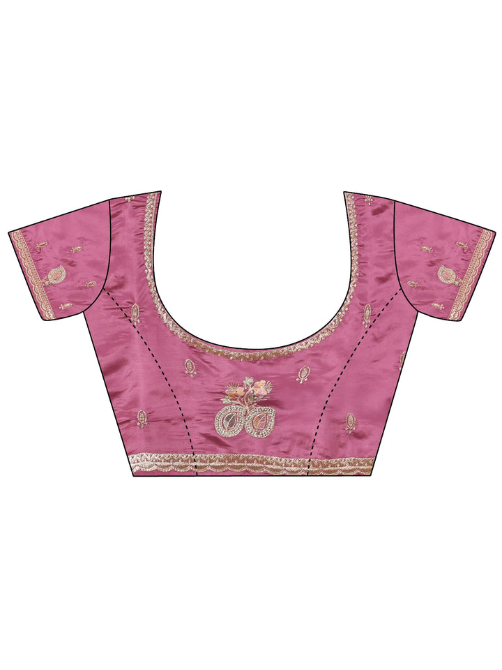 Mauve Ethnic Embroidered Satin Saree