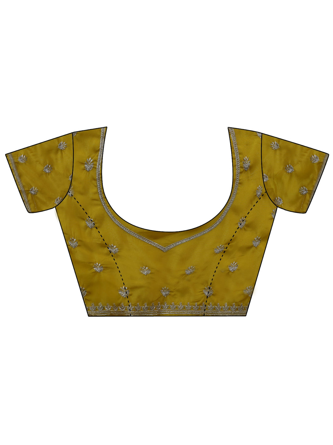 Mustard Floral Embroidered Satin Saree