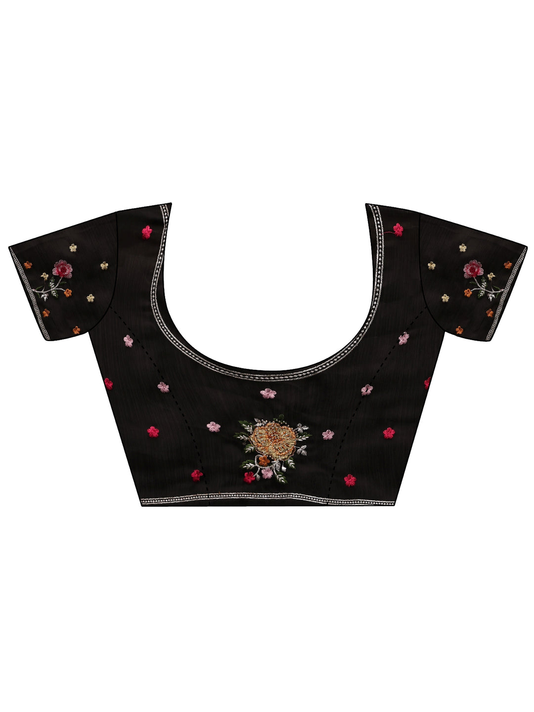 Libas Black Chiffon Saree with Floral Border