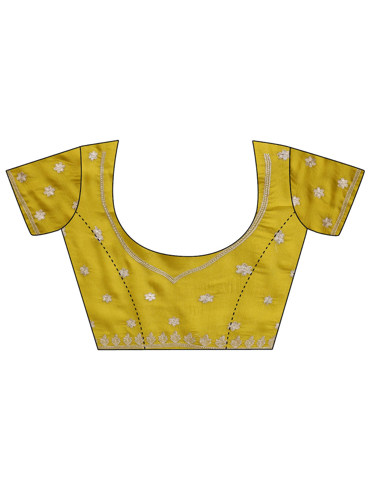 Libas Mustard Embellished Chiffon Saree with Floral Border