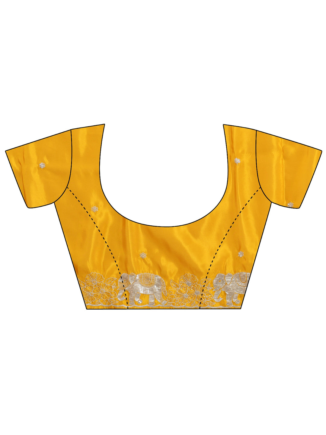 Libas Mustard Embellished Satin Saree with Gaja Motif Border