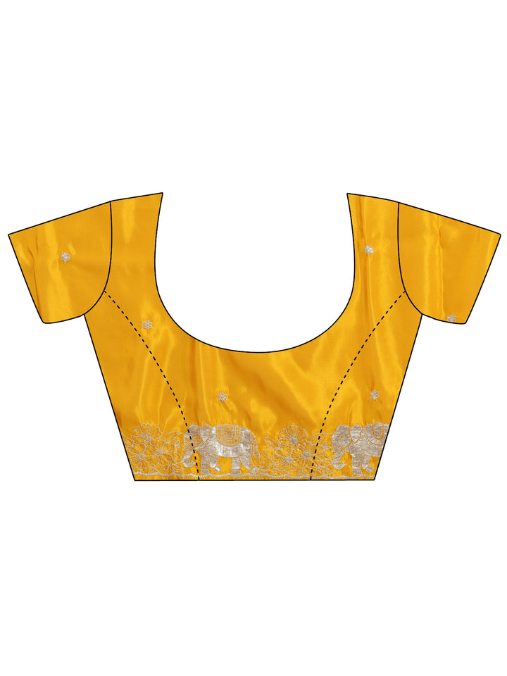 Libas Mustard Embellished Satin Saree with Gaja Motif Border