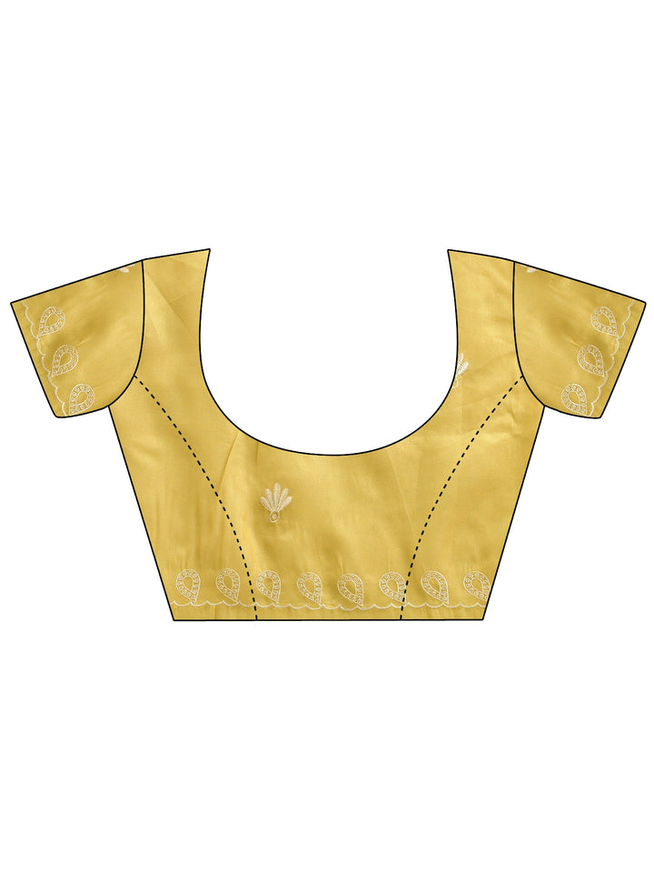 Libas Mustard Floral Embroidered Net Saree