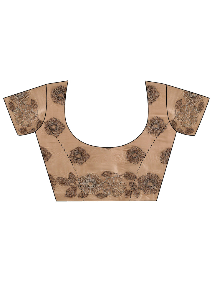 Libas Beige Floral Embroidered Net Saree