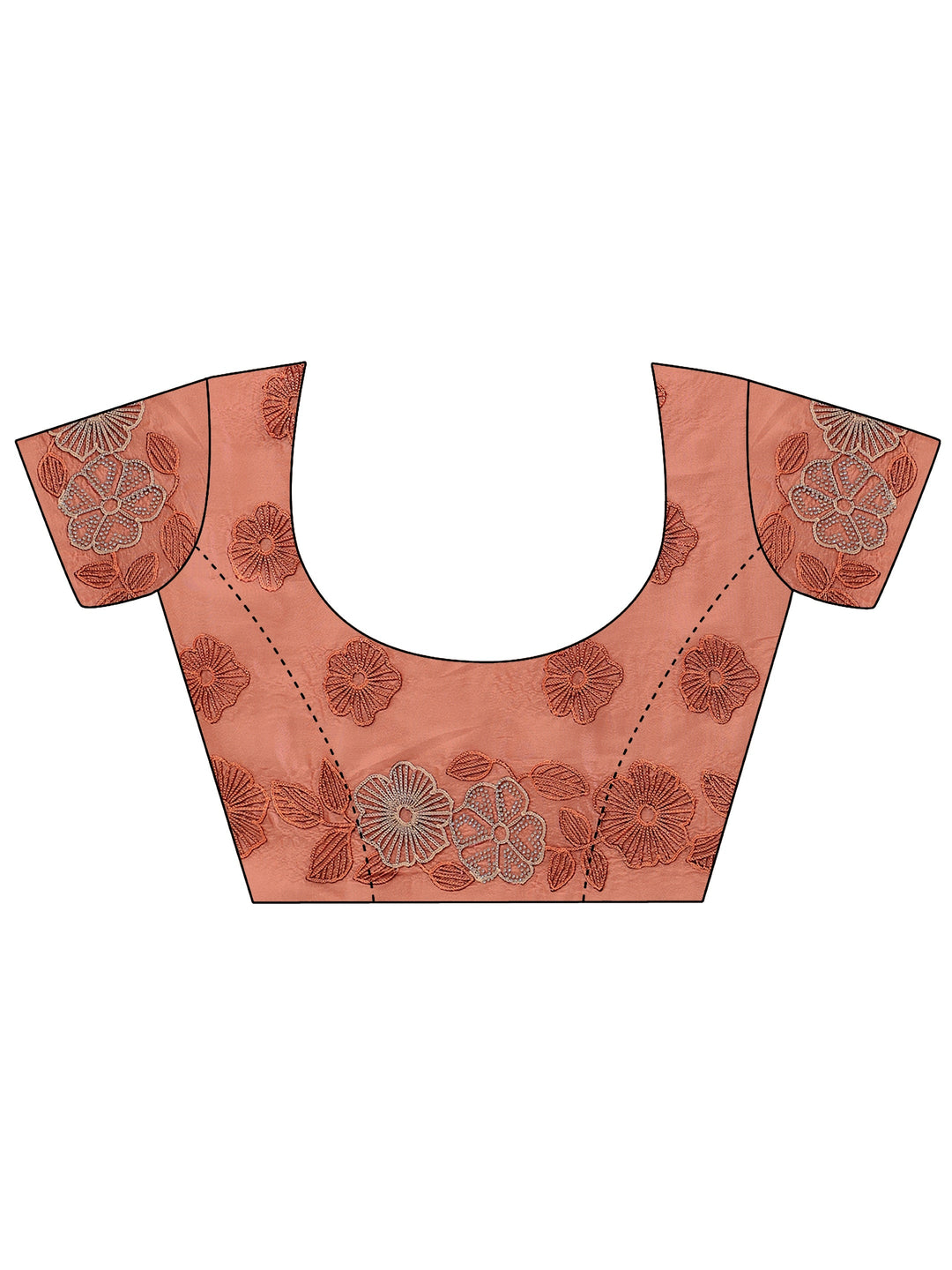 Libas Peach Floral Embroidered Net Saree