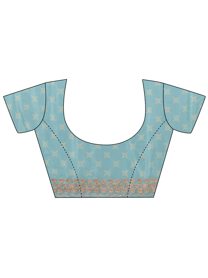 Libas Aqua Blue Leheriya Printed Satin Saree