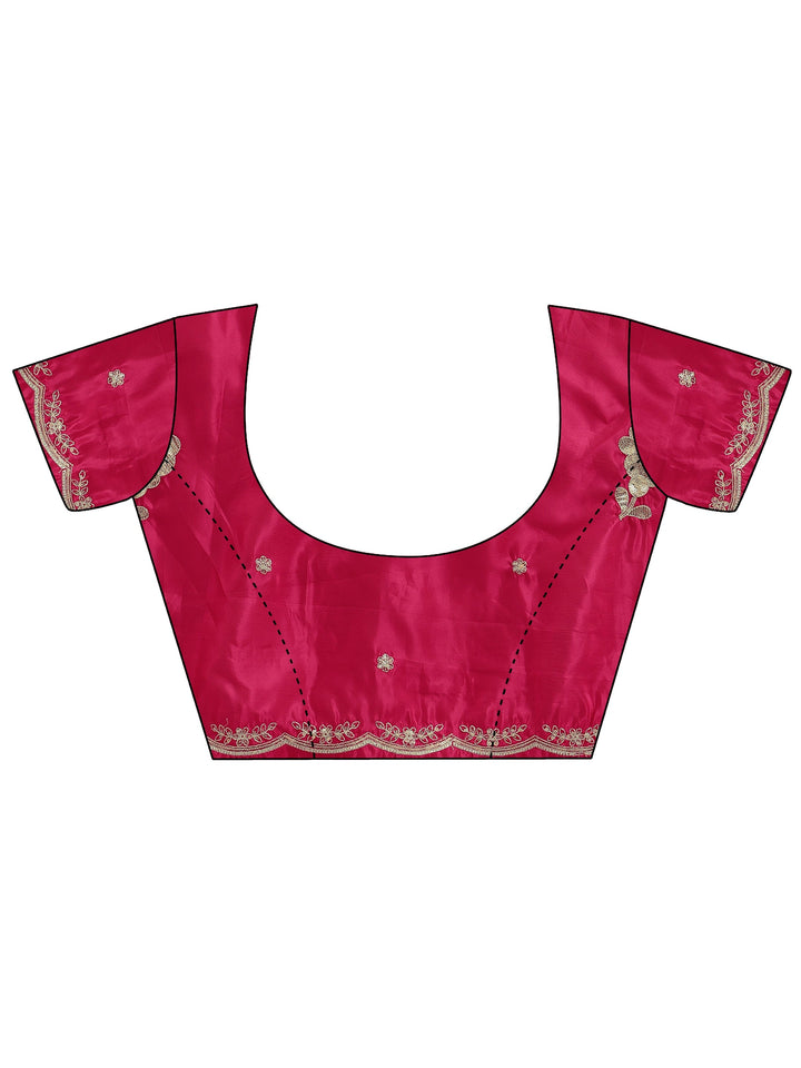 Libas Rani Pink Floral Embellished Satin Saree