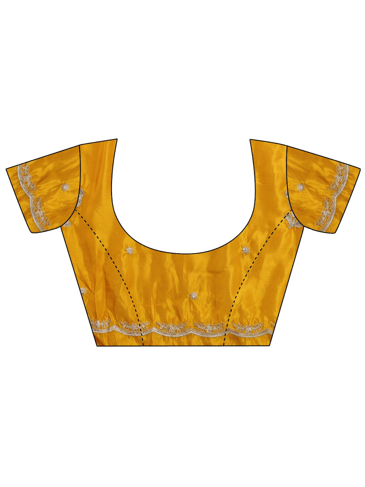 Libas Mustard Floral Embellished Satin Saree