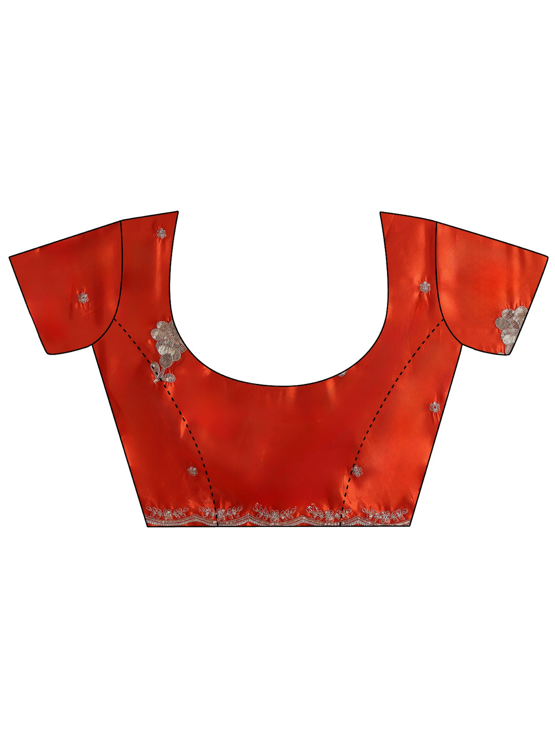 Libas Orange Floral Embellished Satin Saree